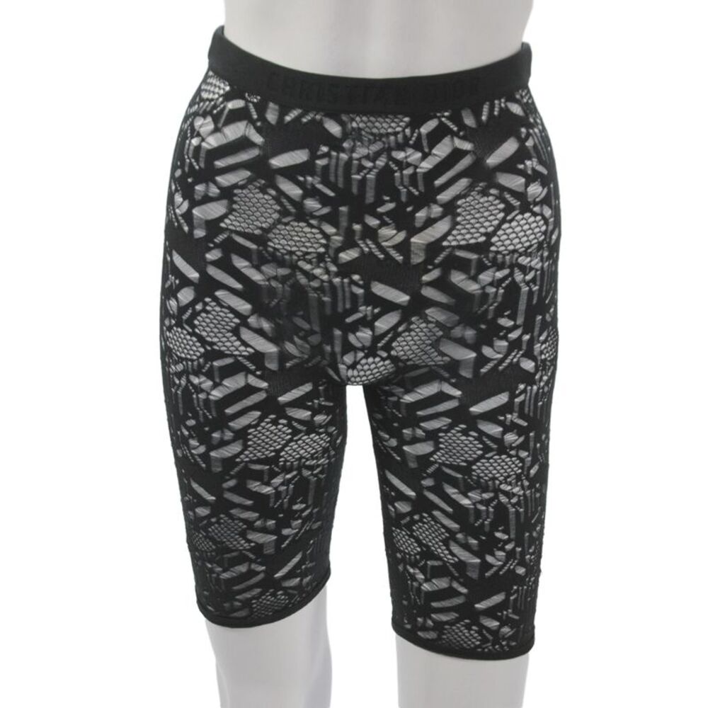 Christian Dior Women Capri Leggings Black Graphic Print Size S
